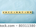 Vaccination word on blue background 80311380