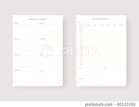 Modern planner template set. Set of planner and to do list. Daily and weekly planner template. Vector illustration. Modern planner template set. Set of planner and to do list. Daily and weekly planner template. Vector illustration. 80313192