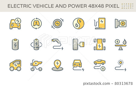Electric vehicle (EV) vector icon design. 48x48 pixel perfect and editable stroke. Electric vehicle (EV) vector icon design. 48x48 pixel perfect and editable stroke. 80313678