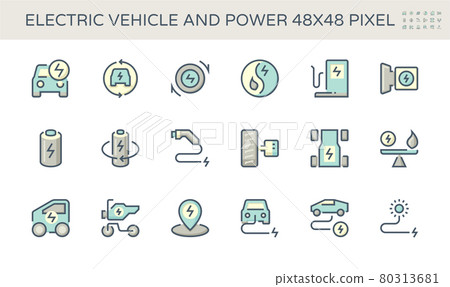 Electric vehicle (EV) vector icon design. 48x48 pixel perfect and editable stroke. 80313681
