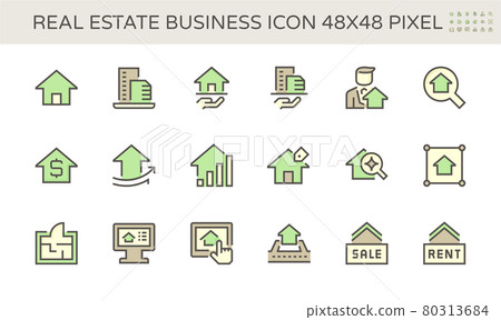Real estate business vector icon set design, 48X48 pixel perfect and editable stroke. 80313684