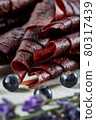 Fruit marshmallow. Berry pastille on light background. Pastille fruit rolls 80317439