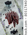 Fruit marshmallow. Berry pastille on light background. Pastille fruit rolls 80317440