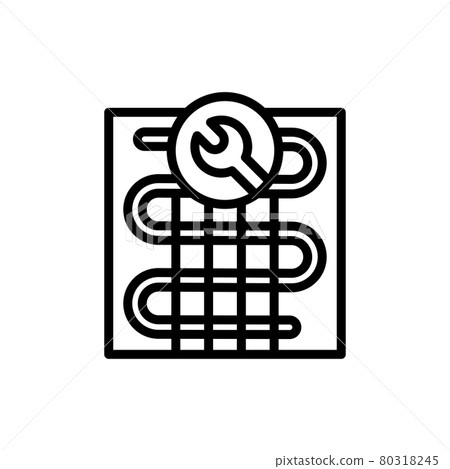 Repair underfloor heating line icon. Handyman service.Isolated vector element. Repair underfloor heating line icon. Handyman service.Isolated vector element. 80318245