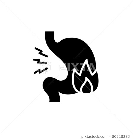 Heartburn line icon. Isolated vector element. Heartburn line icon. Isolated vector element. 80318283