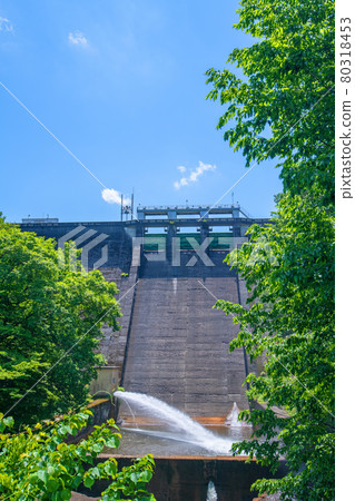 Nakagi Dam Myogi Lake Early summer surrounding scenery Nakagi Dam Myogi Lake Early summer surrounding scenery 80318453