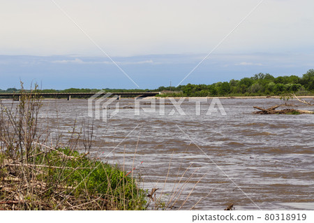 Catfish with Set line fishing alone the Niobrara River in Nebraska Catfish with Set line fishing alone the Niobrara River in Nebraska 80318919