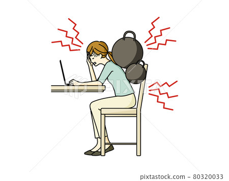 患有肩膀僵硬、頭痛和背痛的女性 80320033