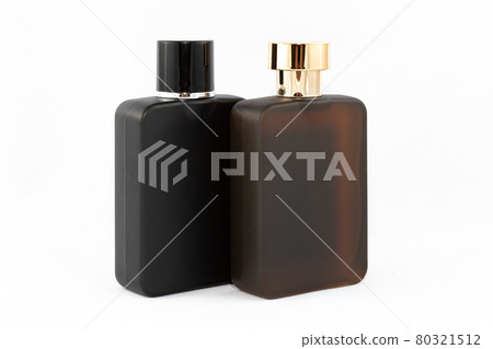 Two Matte Bottles of Perfume for Men on White Background Two Matte Bottles of Perfume for Men on White Background 80321512