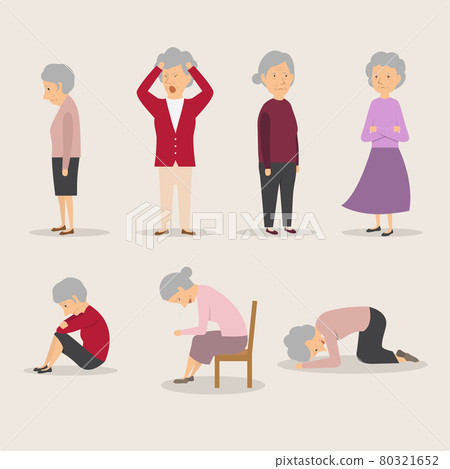 Depressed person illustration - old woman 80321652