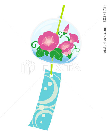 Morning glory wind chimes, a seasonal feature of summer, icon / illustration material Morning glory wind chimes, a seasonal feature of summer, icon / illustration material 80321733