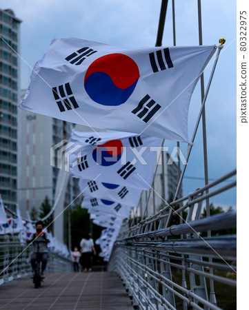 雄渾飄揚的大韓民國國旗太極旗 雄渾飄揚的大韓民國國旗太極旗 80322975