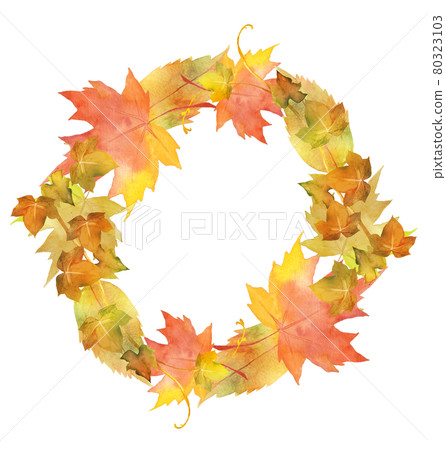 Autumn leaves wreath watercolor illustration Autumn leaves wreath watercolor illustration 80323103