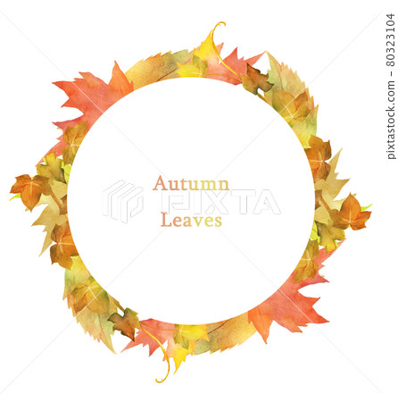 Autumn leaves wreath watercolor illustration Autumn leaves wreath watercolor illustration 80323104