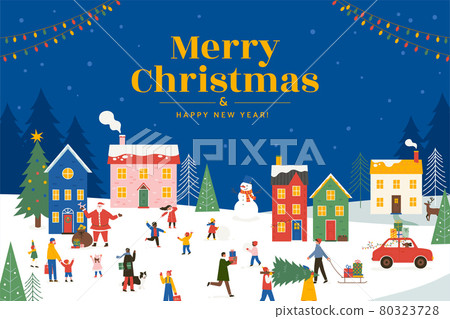 Christmas town at night 80323728