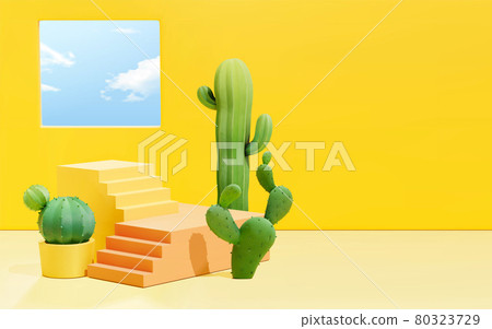 3d summer yellow scene background 80323729