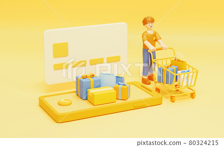 3d model of online gift shopping 3d model of online gift shopping 80324215
