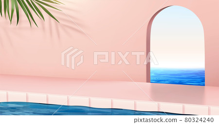 3d swimming pool scene design 80324240