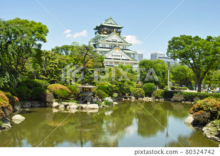 日本花園的大阪城塔 日本花園的大阪城塔 80324742