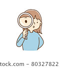 Woman with magnifying glass, girl, examine 80327822