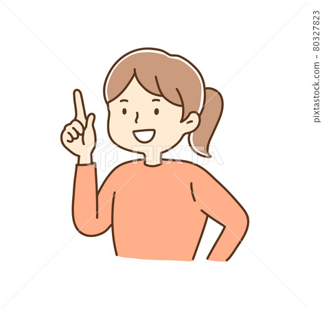 Girl, look up, point your finger 80327823