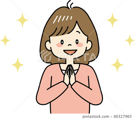 眼睛閃閃發光的女人的插圖（上半身） 80327965