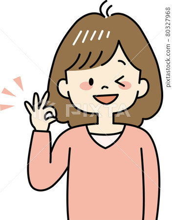 一個女人簽署 OK 的插圖（上半身） 80327968