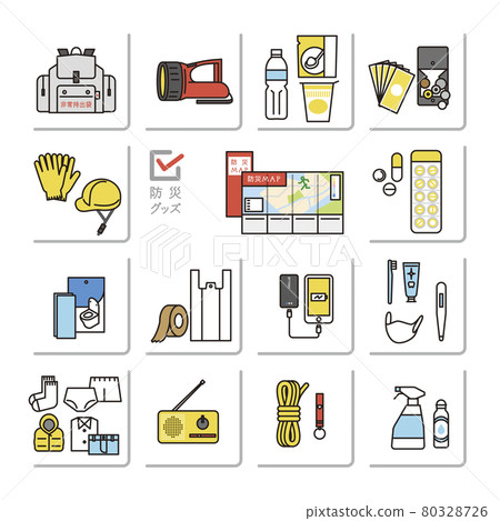 Simple illustration disaster prevention goods set 80328726