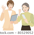 Elderly woman learning how to operate a smartphone 80329052