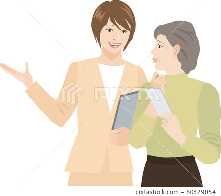 Elderly woman learning how to operate a smartphone Elderly woman learning how to operate a smartphone 80329054