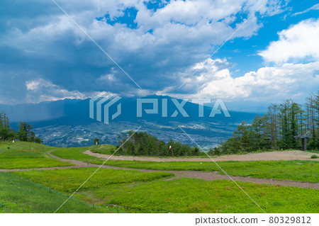 從Nyukasa Suzuran山野花公園(Mt. Nyukasa)看到的八岳 從Nyukasa Suzuran山野花公園(Mt. Nyukasa)看到的八岳 80329812