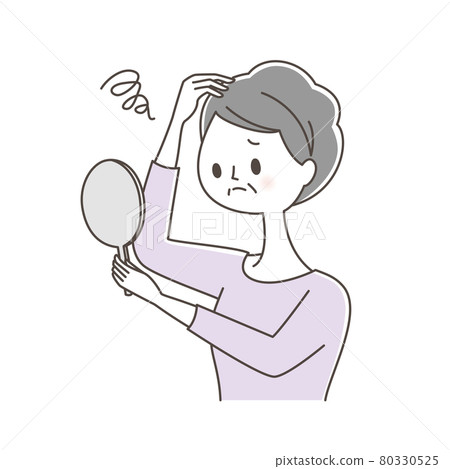 Senior woman suffering from thinning hair Senior woman suffering from thinning hair 80330525