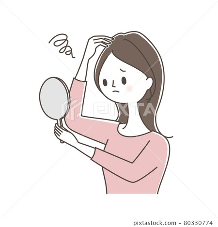 Young woman suffering from thinning hair Young woman suffering from thinning hair 80330774