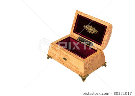 Open wooden jewelry box with velvet lining Open wooden jewelry box with velvet lining 80331017