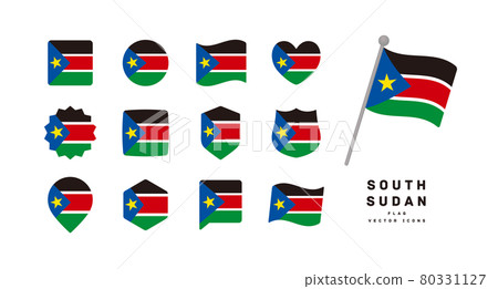 南蘇丹國旗圖標設置各種形狀的矢量圖 80331127
