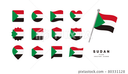 蘇丹國旗圖標設置各種形狀的矢量圖 蘇丹國旗圖標設置各種形狀的矢量圖 80331128
