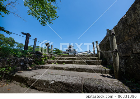 福島小峰城櫻門遺址、石階、小峰城三重塔和五門前 80331386