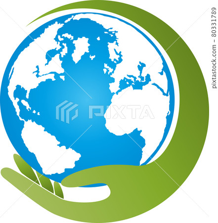 Hand With Globe Logo Hand Holding Globe Logo Cartoon Icon Stock Vector