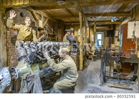 A mannequin stylized as a World War II exhibit in a museum A mannequin stylized as a World War II exhibit in a museum 80332591