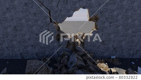 Wall with breakdown in the middle 3d-rendered Wall with breakdown in the middle 3d-rendered 80332822