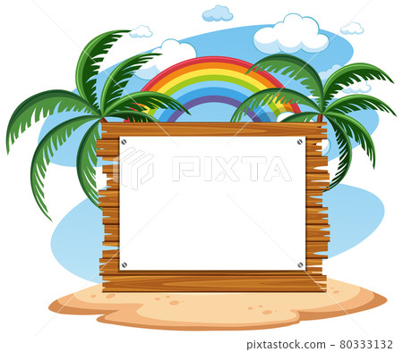 Empty banner template with summer beach element isolated Empty banner template with summer beach element isolated 80333132
