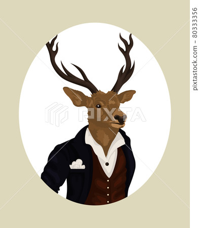 People art animal deer, character portrait animal in cloth fashion. Hipster animal People art animal deer, character portrait animal in cloth fashion. Hipster animal 80333356