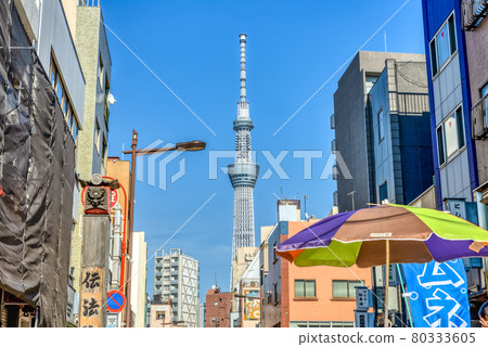 東京城市景觀：從淺草看到的東京天空樹 80333605