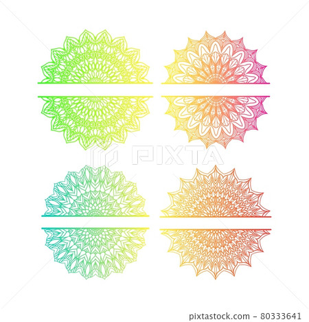 Set of four monogram mandala. Frame with space for initials. Vector illustration. Boho concept. Set of four monogram mandala. Frame with space for initials. Vector illustration. Boho concept. 80333641