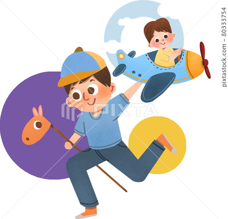 HHappy Children day composition watercolor HHappy Children day composition watercolor 80333754