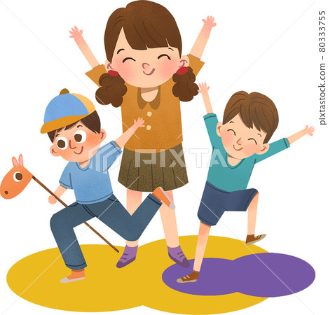 HHappy Children day composition watercolor HHappy Children day composition watercolor 80333755