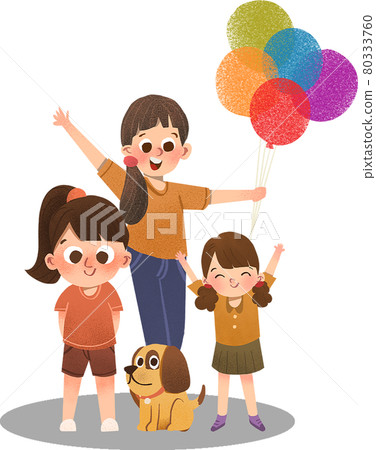 HHappy Children day composition watercolor 80333760