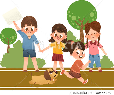 HHappy Children day composition watercolor HHappy Children day composition watercolor 80333770