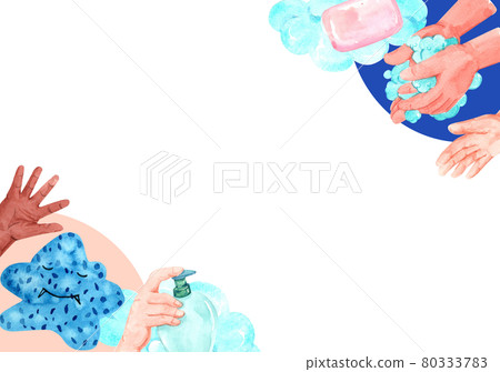 Global handwashing day frame watercolor 80333783