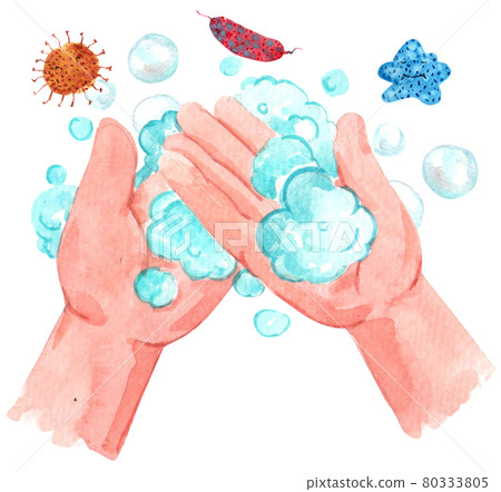 Global handwashing day composition watercolor Global handwashing day composition watercolor 80333805